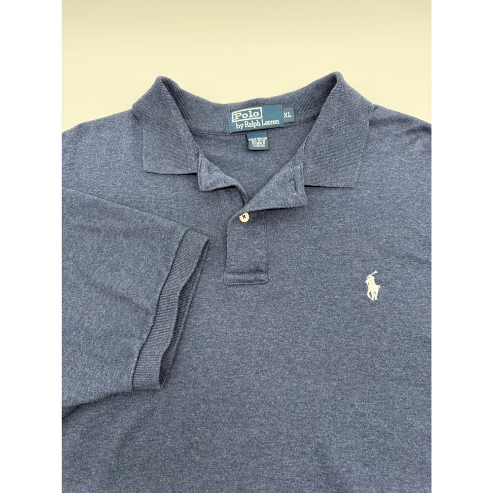 Polo Ralph Lauren Mens XL Blue Heather Cotton Short Sleeve Polo Shirt Pony Logo